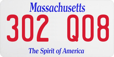 MA license plate 302QO8