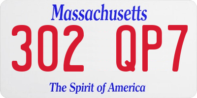 MA license plate 302QP7