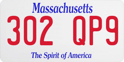 MA license plate 302QP9