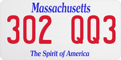 MA license plate 302QQ3