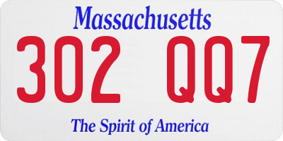 MA license plate 302QQ7