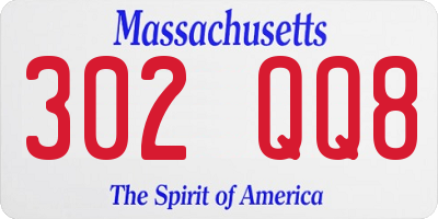 MA license plate 302QQ8