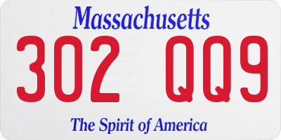 MA license plate 302QQ9
