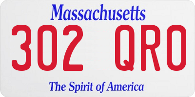 MA license plate 302QR0