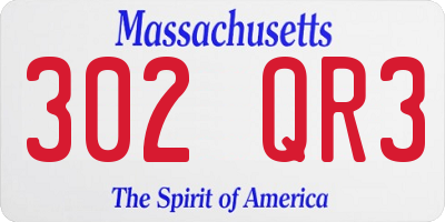 MA license plate 302QR3