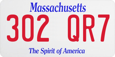 MA license plate 302QR7