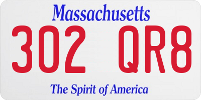 MA license plate 302QR8