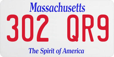 MA license plate 302QR9