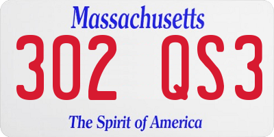 MA license plate 302QS3