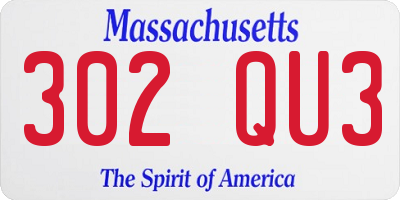 MA license plate 302QU3