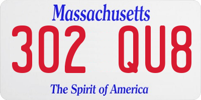 MA license plate 302QU8