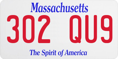 MA license plate 302QU9