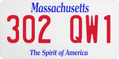 MA license plate 302QW1