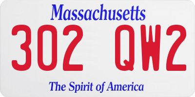 MA license plate 302QW2