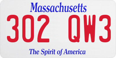 MA license plate 302QW3
