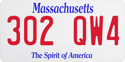 MA license plate 302QW4