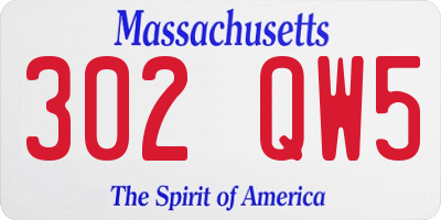 MA license plate 302QW5