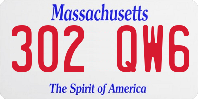 MA license plate 302QW6