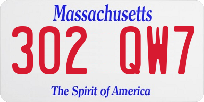 MA license plate 302QW7