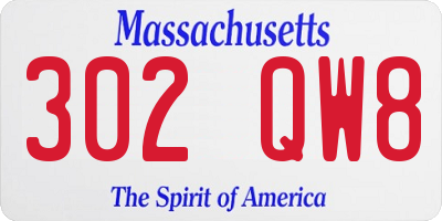 MA license plate 302QW8