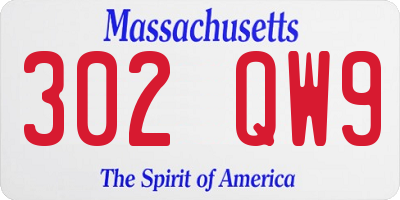 MA license plate 302QW9