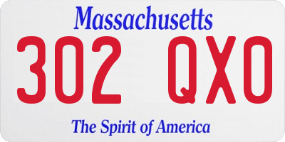 MA license plate 302QX0