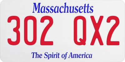 MA license plate 302QX2