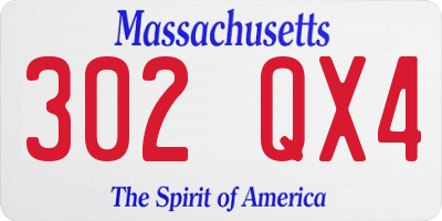 MA license plate 302QX4