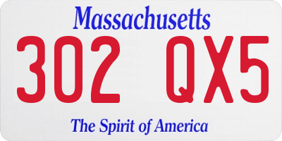 MA license plate 302QX5