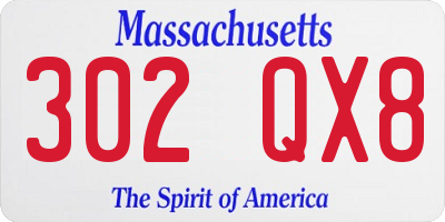 MA license plate 302QX8
