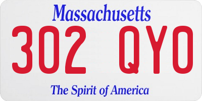 MA license plate 302QY0