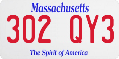 MA license plate 302QY3