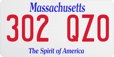 MA license plate 302QZ0