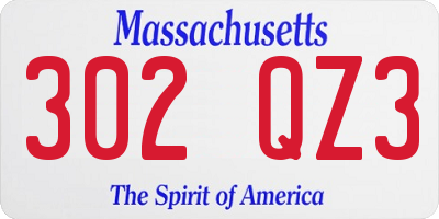 MA license plate 302QZ3