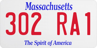 MA license plate 302RA1