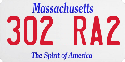 MA license plate 302RA2