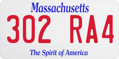 MA license plate 302RA4