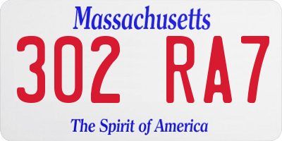 MA license plate 302RA7