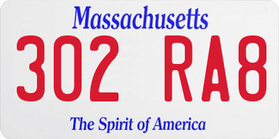 MA license plate 302RA8