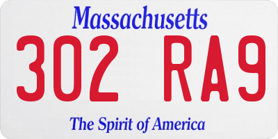 MA license plate 302RA9
