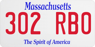 MA license plate 302RB0
