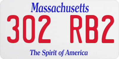 MA license plate 302RB2