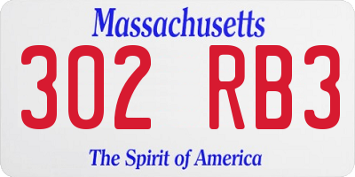 MA license plate 302RB3