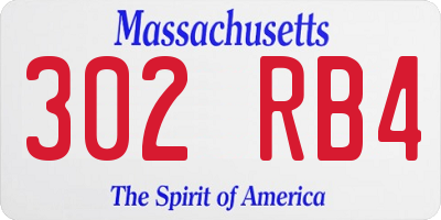MA license plate 302RB4