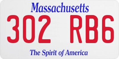 MA license plate 302RB6