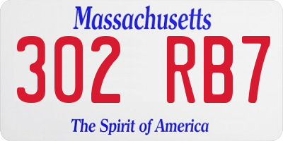 MA license plate 302RB7