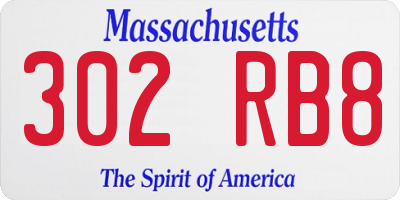 MA license plate 302RB8