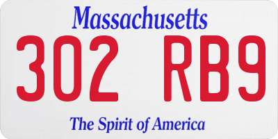 MA license plate 302RB9