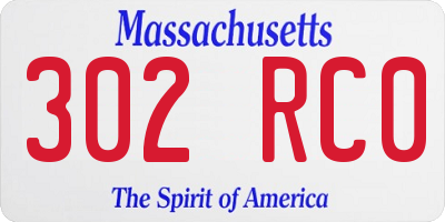 MA license plate 302RC0