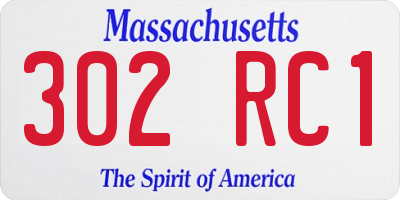 MA license plate 302RC1